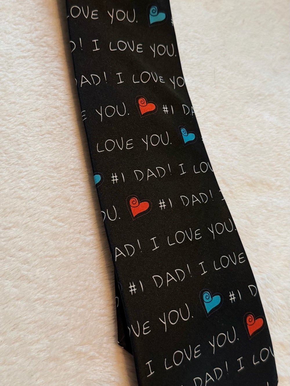 Novelty #1 Dad Black Tie with Red & Blue Hearts